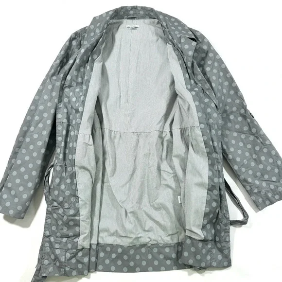 Garnet Hill Polka Dot Jacket Lined Lightweight Grey - Picture 2 of 8